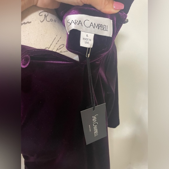 🍂Sara Campbell Purple Velvet Cowl Neck Blouse NWT - Picture 2 of 7